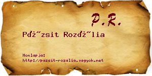 Pázsit Rozália névjegykártya
